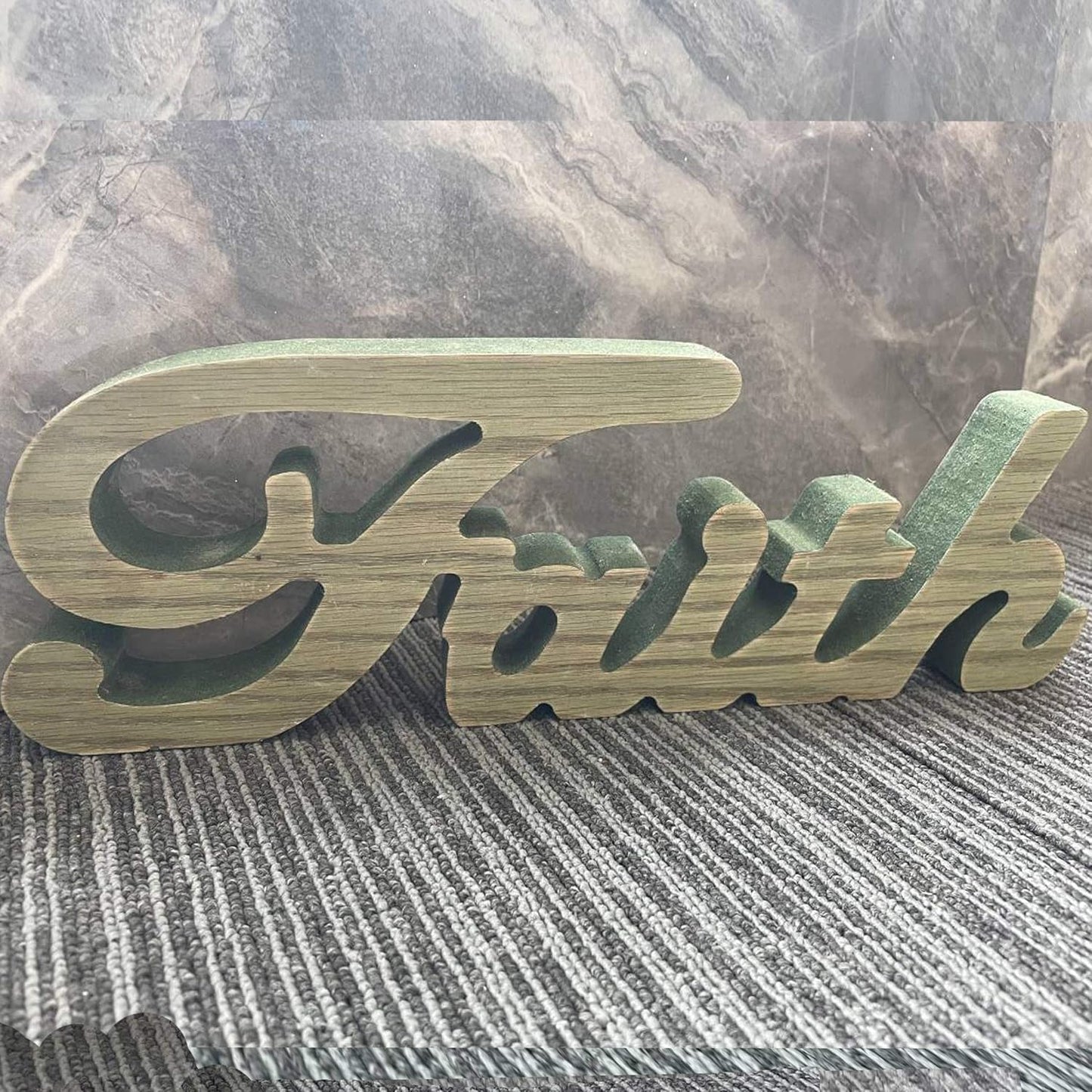Wooden "Faith"Sign,Farmhouse Faith Sign for Tabletop,Green with Brown Color, Country Primitive Tabletop/Shelf/Home Wall/Office Decoration Art, 10-3/4X4-1/2X1 Inch