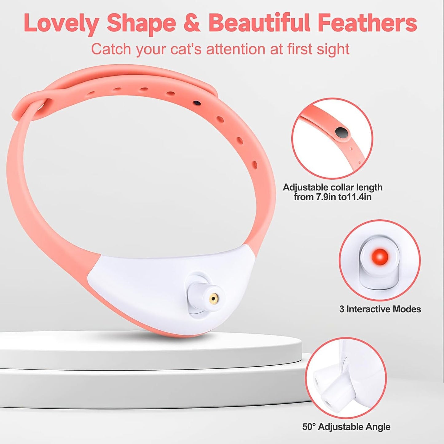 Wearable Automatic Cat Toys With LED Lights  Electric Smart Amusing Collar For Kitten