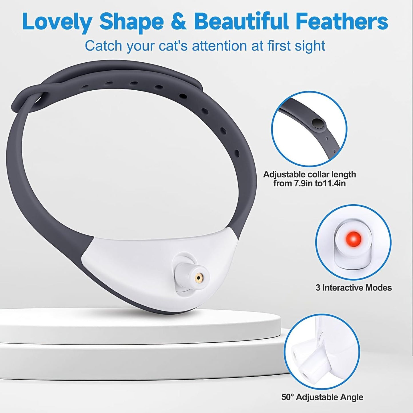 Wearable Automatic Cat Toys With LED Lights  Electric Smart Amusing Collar For Kitten