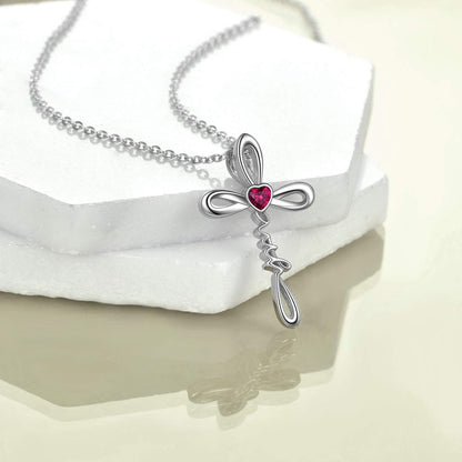 Celtic Faith Cross Necklace Birthstone 925 Sterling Silver Faith Cross Jewelry Gift for Women